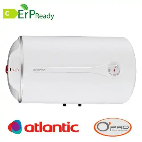 Хоризонтален бойлер Atlantic O’Pro Plus , 843053 , 1500 W, 50 л ,ел.изводи отляво,  водни връзки отдолу