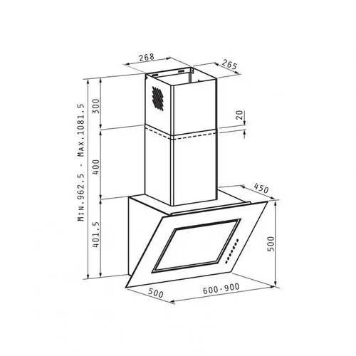 Абсорбатор Arondo - 60см, Pyramis EcoLine ,БЯЛ