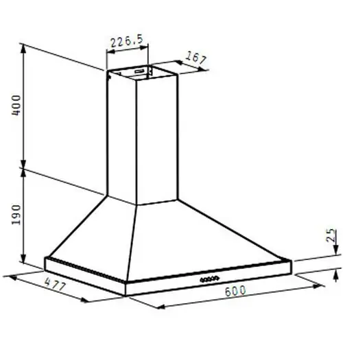 Абсорбатор квадратен тип камина Classic - 60см, Pyramis ,INOX