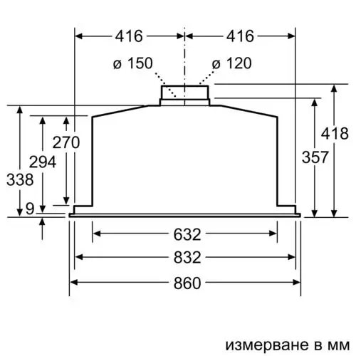 Аспиратор за пълно вграждане -  52 см Neff D55ML66N1