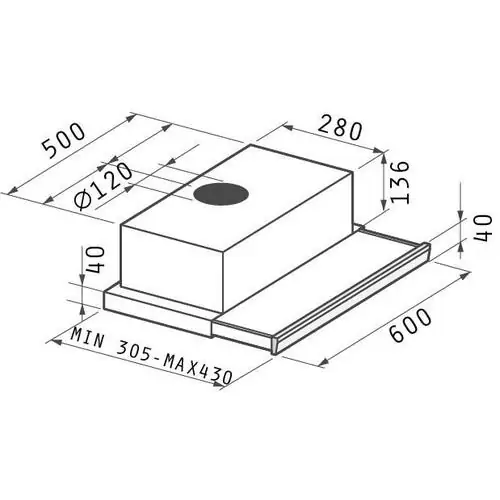 Абсорбатор за вграждане плъзгащ - 60 см Pyramis  Essential   NN1 SU 30L (7012)