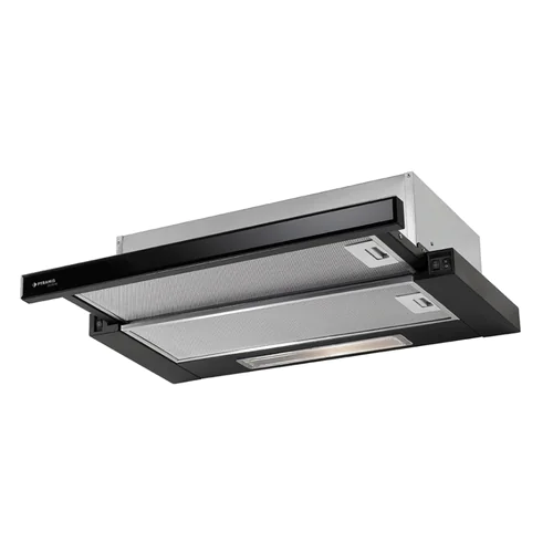 Телескопичен абсорбатор за вграждане Pyramis Ecoline  BLACK GLASS - 60 см, Инокс