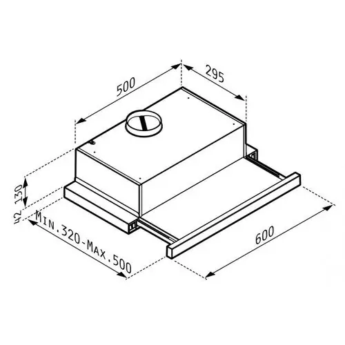 Абсорбатор за вграждане плъзгащ Power Slim - 60см ,Pyramis ,INOX