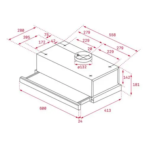 Телескопичен абсорбатор за вграждане Teka TL 6310 ,60 см,Черен