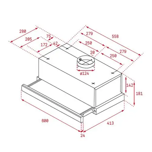 Телескопичен абсорбатор за вграждане Teka TL 6420,60 см,Инокс 