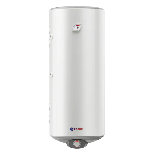 Вертикален бойлер Eldom Green Line WVF12046FS21L, бял мат, 120 литра,3000 W, eнергиен клас B, емайлиран, с две  леви серпентини