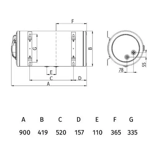 Комбиниран бойлер Tedan Comby BT inox ,2000 W, 80 л , с лява серпентина