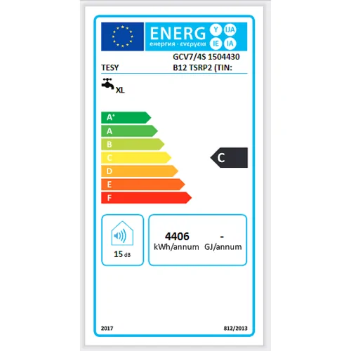 Бойлер TESY BiLight с две интегрирани серпентини GCV7/4S(L)1504430B12TSRP2, 3000 W, 138 литра,  Енергиен клас C
