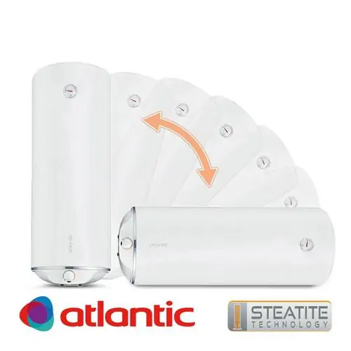 Мултипозиционен бойлер Atlantic Steatite Slim със сух керамичен нагревател, 841250, 2100 W, 50 л,изводи отляво