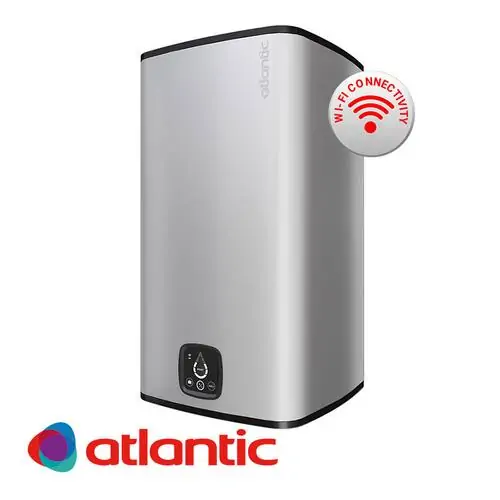 Бойлер Atlantic Cube Steatite Wi-Fi  Silver със сух керамичен нагревател, 854029, 2400 W, 75 л