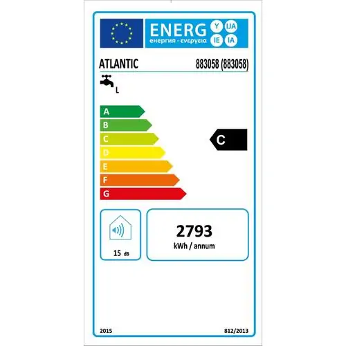 Хоризонтален бойлер Atlantic O’Pro Plus , 883058, 2200 W, 200 л ,ел.изводи отляво, водни връзки отдолу