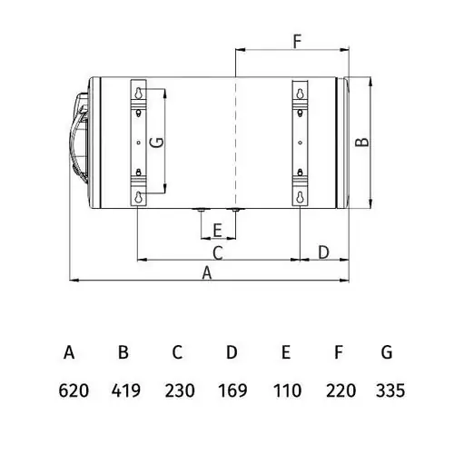 Хоризонтален бойлер Tedan Standard BT  ХЛ inox , 2000 W ,50 л