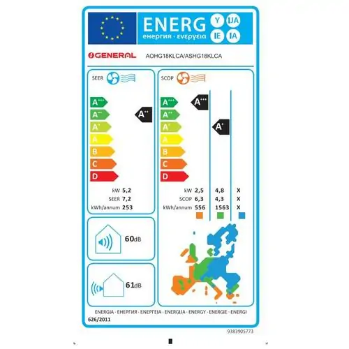 Инверторен климатик General ASHG18KLCA/AOHG18KLTA, 18 000 BTU, Клас А++/А+, 35 dB, Фреон R32