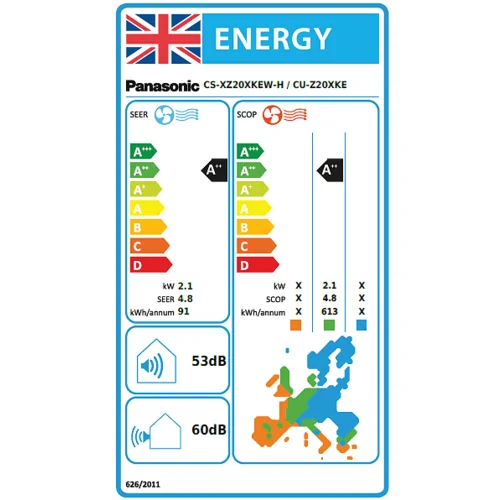 Инверторен климатик Panasonic CS-XZ20ZKEW-H/CU-Z20ZKE Etherea Graphite, 7 000 BTU, Клас А++/А++, 19 dB, Фреон R32