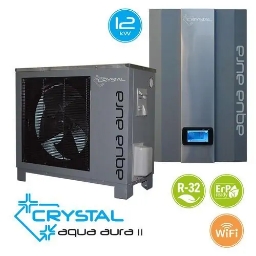 Пълен пакет с включени материали и монтаж, Термопомпа въздух-вода Crystal Aqua Aura II 12S, Сплит, 12 kW ,отопление, охлаждане и БГВ