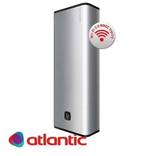 Ултра тънък мултипозиционен бойлер Atlantic Vertigo Steatite Wi-Fi 50 Silver,831181 , 1000/2250 W, 40 л, два водосъдържателя