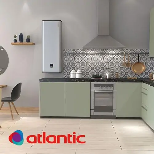 Ултра тънък мултипозиционен бойлер Atlantic Vertigo Steatite Wi-Fi 50 Silver,831181 , 1000/2250 W, 40 л, два водосъдържателя