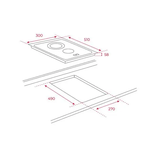 Стъклокерамичен плот  Teka  EASY TBC 32010 с 2  зони,30 см 