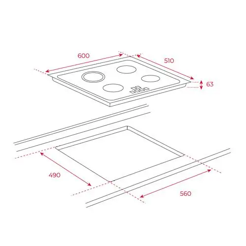 Стъклокерамичен плот Teka  EASY TZ 6315  с 3  зони ,60 см