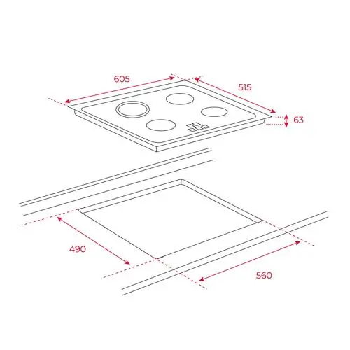 Стъклокерамичен плот Teka TOTAL TZ 6420 с 4 зони ,60 см