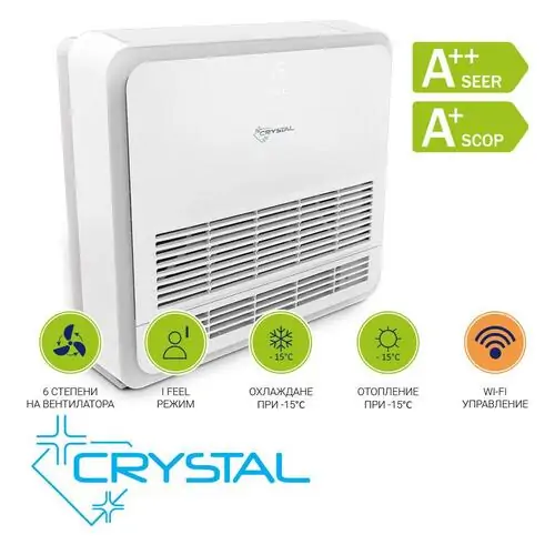 Подов климатик Crystal CCI-09H-UR4/CCO-09H-UR4, 9 000 BTU, Клас А++/А+, 28 dB, Фреон R32