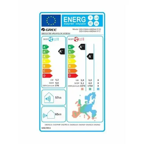 Инверторен подов климатик Gree GEH18AA-K6DNA1F, 18 000 BTU, Клас А++/А+, 31 dB, Фреон R32