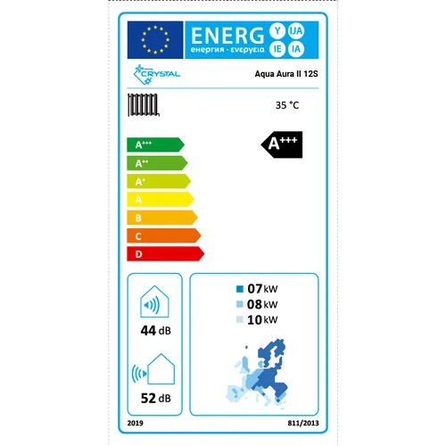 Термопомпа въздух-вода Crystal Aqua Aura II 12S, Сплит, 12 kW ,отопление, охлаждане и БГВ