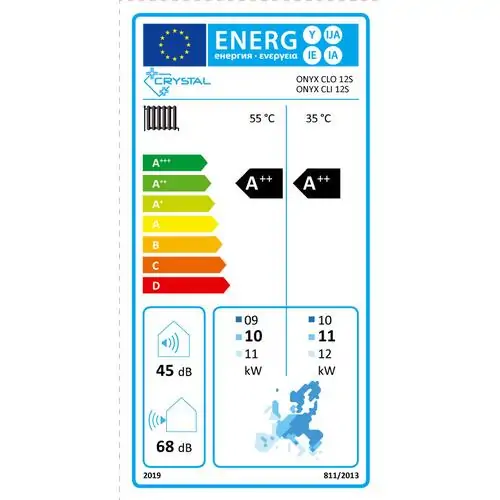 Термопомпа въздух-вода Crystal ONYX 12S CLO-12S/CLI-12S, Сплит, 12 kW,отопление, охлаждане и БГВ