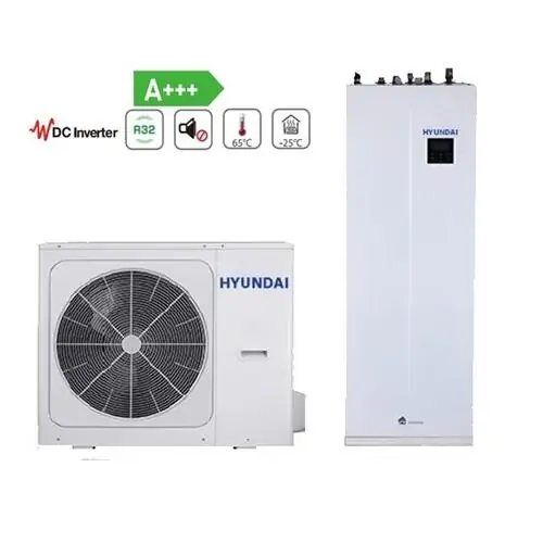 Термопомпа въздух-вода Hyundai HYHA-V8W/D2N8 / HYHB-A100/190CD30GN8, Сплит, 8 kW, отопление, охлаждане и БГВ