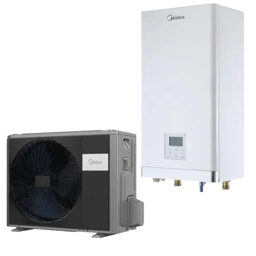 Термопомпа въздух-вода Midea Vision MHA-V8W/D2N8-B2+HB-A100/CDS90GN8-B2 , Сплит, 8 kW, 220 V, отопление, охлаждане и БГВ