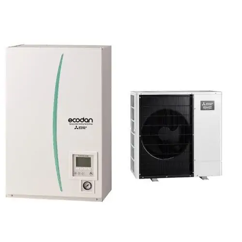 Термопомпа въздух-вода Mitsubishi Electric Zubadan ERSC-MED/PUHZ-SHW112YAA, Сплит, 11 kW, отопление, охлаждане и БГВ