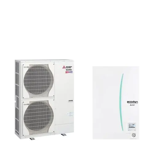Термопомпа въздух-вода Mitsubishi Electric Ecodan Zubadan ERSC-MED/PUHZ-SHW140YHA, Сплит, 14 kW, отопление, охлаждане и БГВ