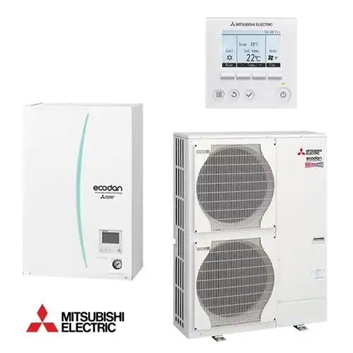 Термопомпа въздух-вода Mitsubishi Electric Zubadan ERSC-MED/PUHZ-SHW140YHA, Сплит, 14 kW, отопление, охлаждане и БГВ