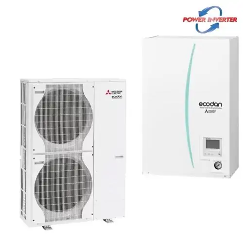 Термопомпа въздух-вода Mitsubishi Electric ERST20C-VM2D/PUHZ-SW120VHA, Сплит, 12 kW, отопление, охлаждане и БГВ