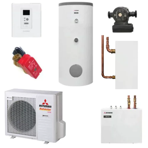 Термопомпа въздух-вода, пълен комплект Mitsubishi Heavy Hydrolution All-in-one HSB100-W/FDCW71VNX-A, Сплит, 8 kW, отопление, охлаждане и БГВ