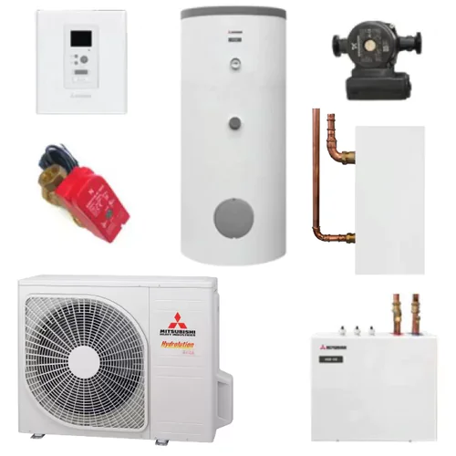 Термопомпа въздух-вода, пълен комплект Mitsubishi Heavy Hydrolution All-in-one HSB60-W/FDCW60VNX-W, Сплит, 6 kW, отопление, охлаждане и БГВ