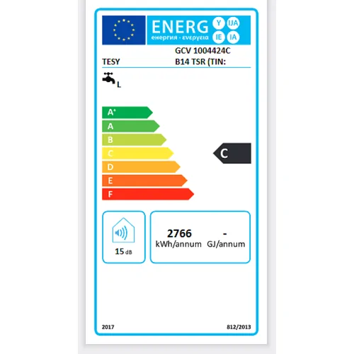 Вертикален бойлер TESY Anticalc Ceramic 100 GCV1004424CB14TSR, 2400 W, 100 литра, Енергиен клас C