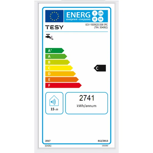 Вертикален бойлер TESY MaxEau GCV1505620D06SRC, 2000 W, 150 литра, Енергиен клас C