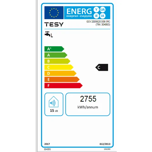 Вертикален бойлер TESY MaxEau GCV2005620D06SRC, 2000 W, 200 литра, Енергиен клас C