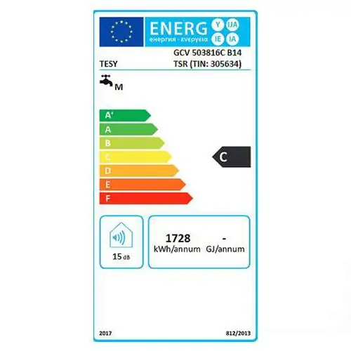 Вертикален бойлер TESY Anticalc Ceramic Slim 50 GCV503816CB14TSR, 1600 W, 50 литра, Енергиен клас C