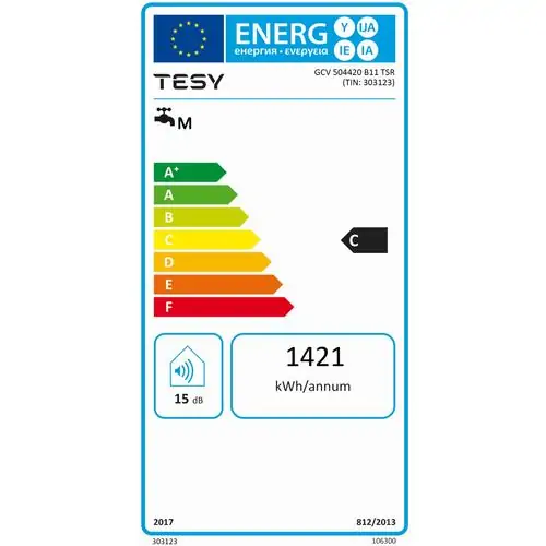 Вертикален бойлер TESY BiLight 50 V GCV504420B11TSRC, 2000 W, 50 литра, Енергиен клас C