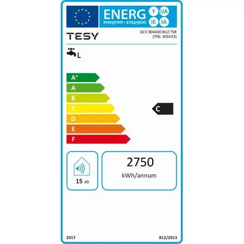 Вертикален бойлер TESY BiLight 80 GCV804430B12TSR, 3000 W, 82 литра, Енергиен клас C