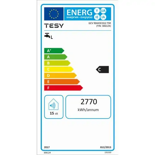 Вертикален бойлер TESY BiLight 90 GCV904430B12TSR, 3000 W, 90 литра, Енергиен клас C